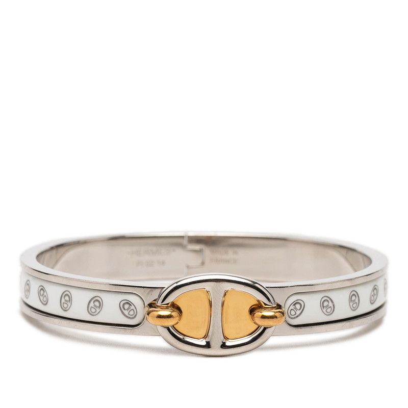Hermes Chaine D'ancre Mini Click PM Bracelet Bangle Silver White Gold Metal