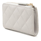 Chanel CC Logo Quilted Card Case Coin Gray Caviar Leather — view 2