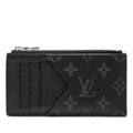 Louis Vuitton Monogram Eclipse Coin Card Holder Case Fragment Black Leather