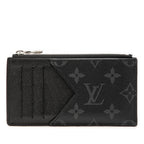 Louis Vuitton Monogram Eclipse Coin Card Holder Case Fragment Black Leather