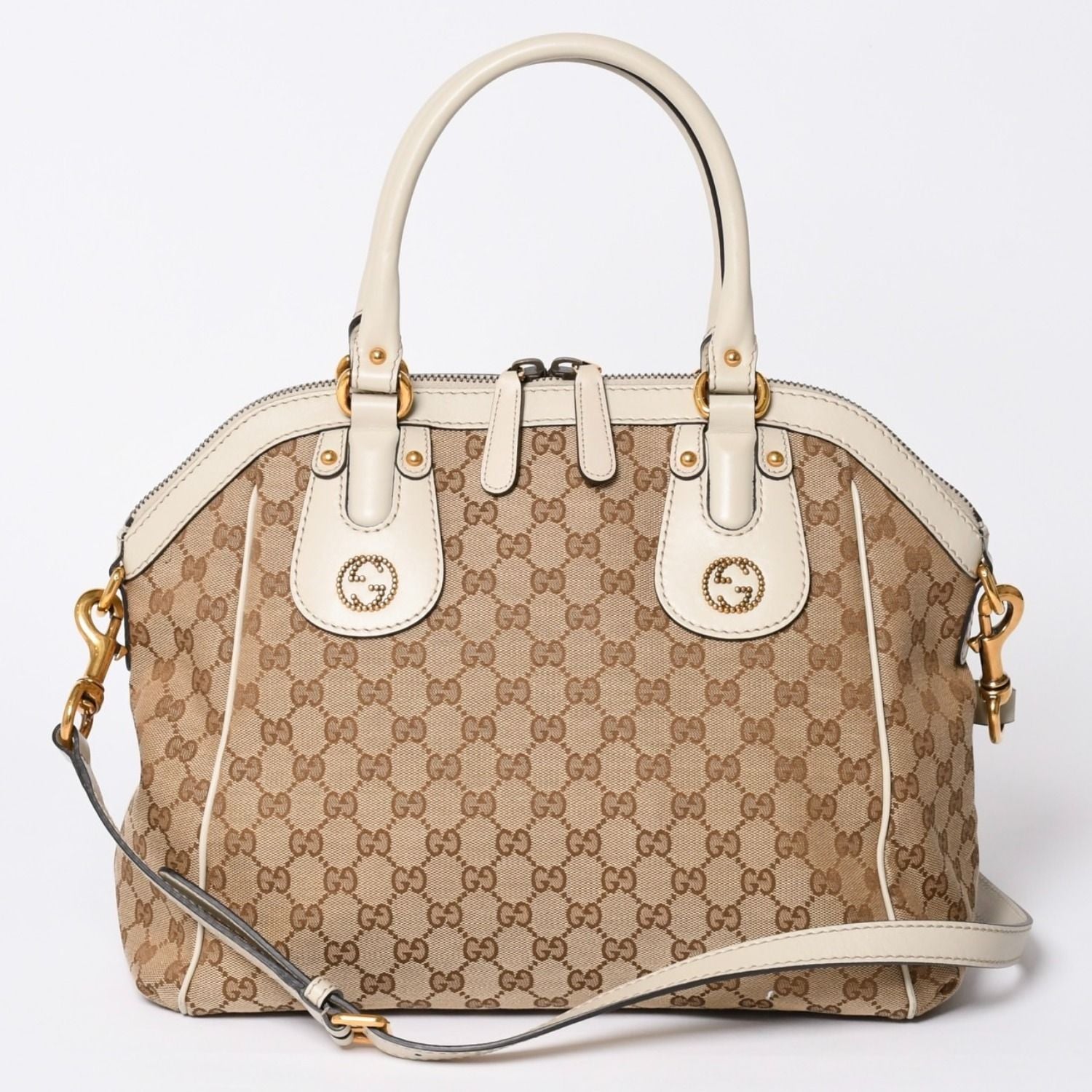 Gucci Hand Shoulder Bag GG Canvas Brown
