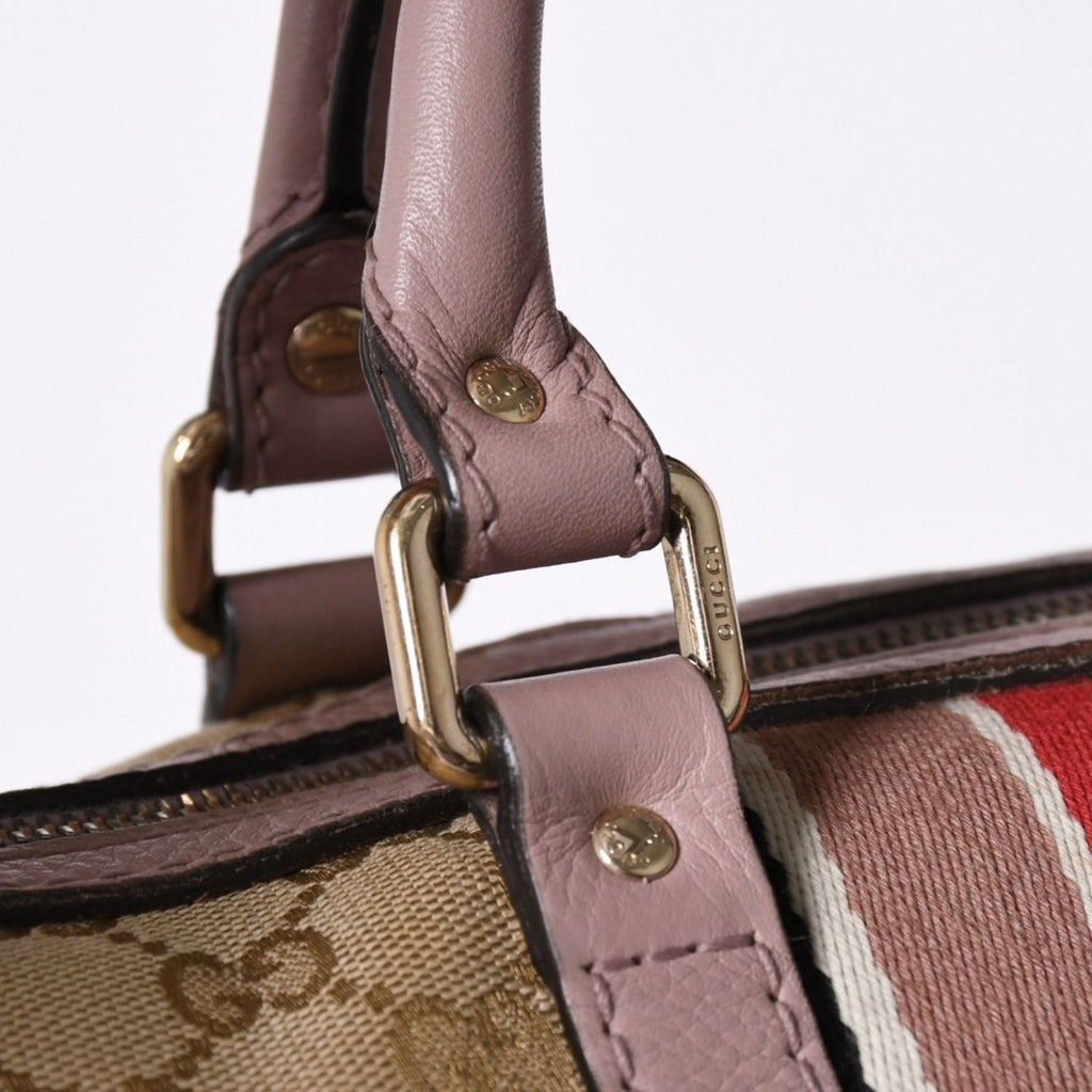 Gucci Shoulder Bag GG Canvas Leather Beige Gray Purple — view 4