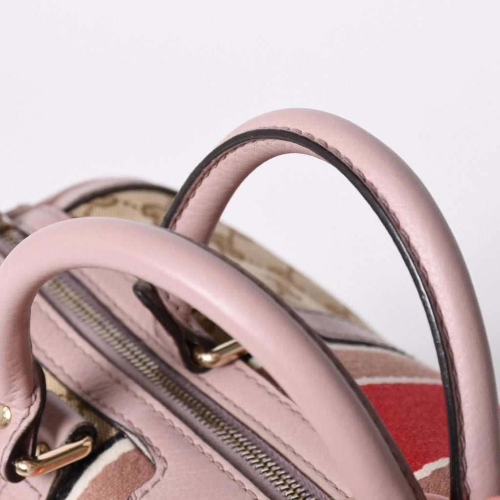 Gucci Shoulder Bag GG Canvas Leather Beige Gray Purple — view 6
