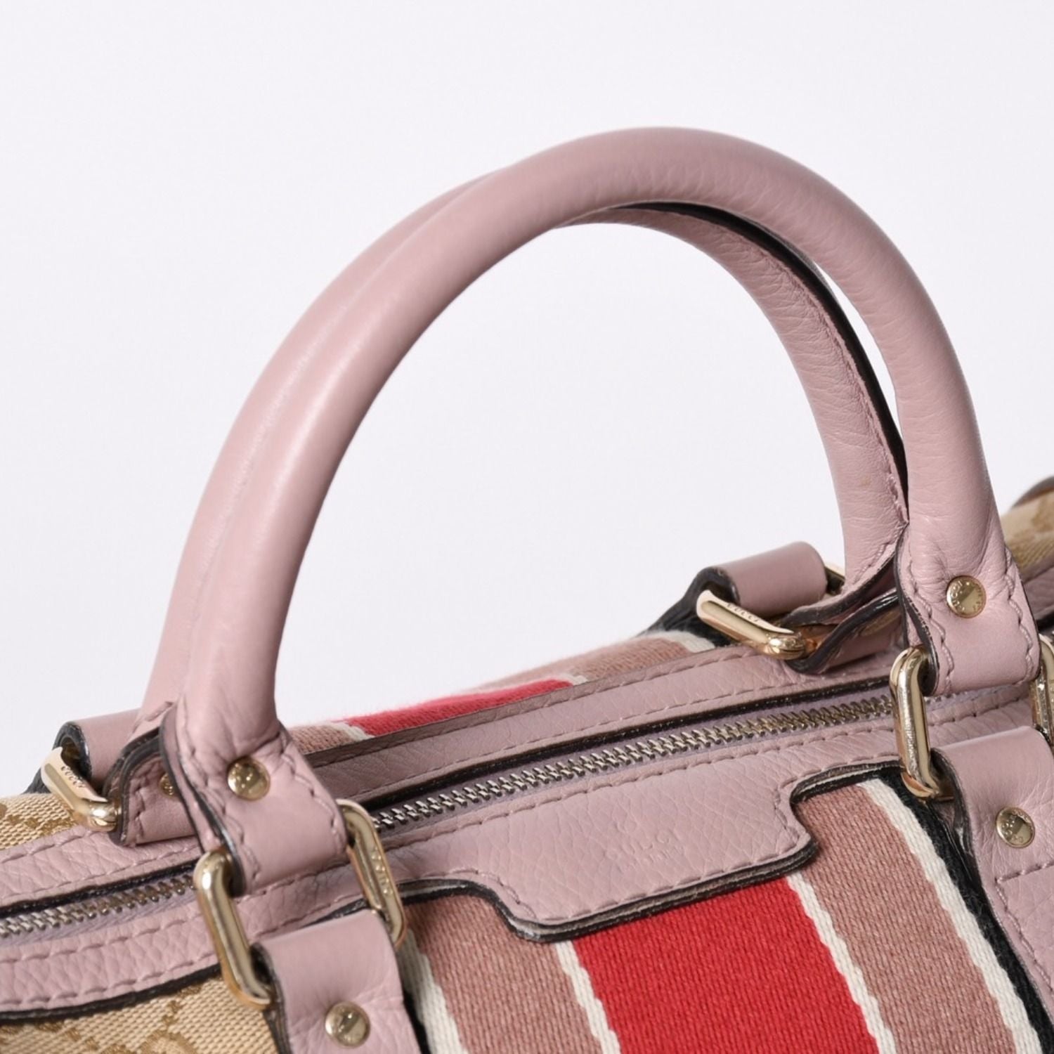 Gucci Shoulder Bag GG Canvas Leather Beige Gray Purple — view 5