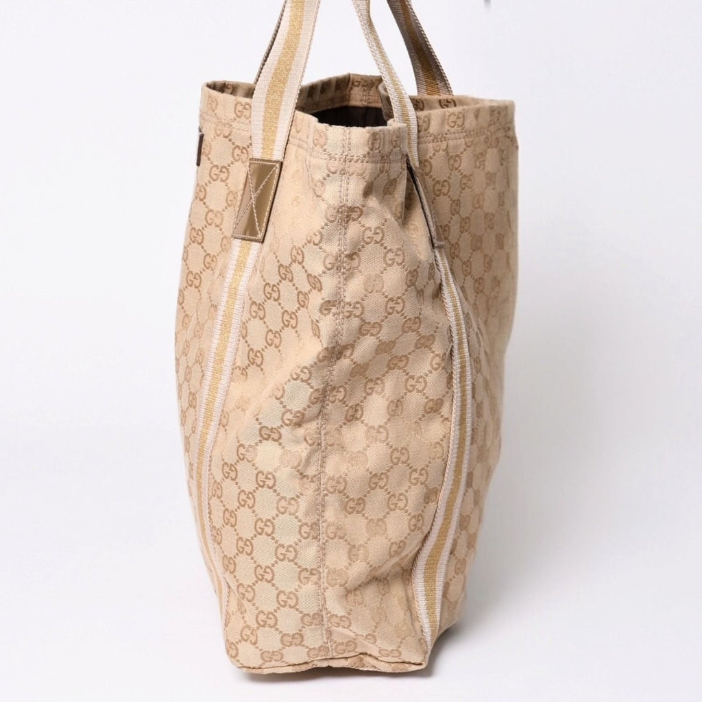 Gucci Tote Bag GG Canvas Beige Brown Gold — view 4
