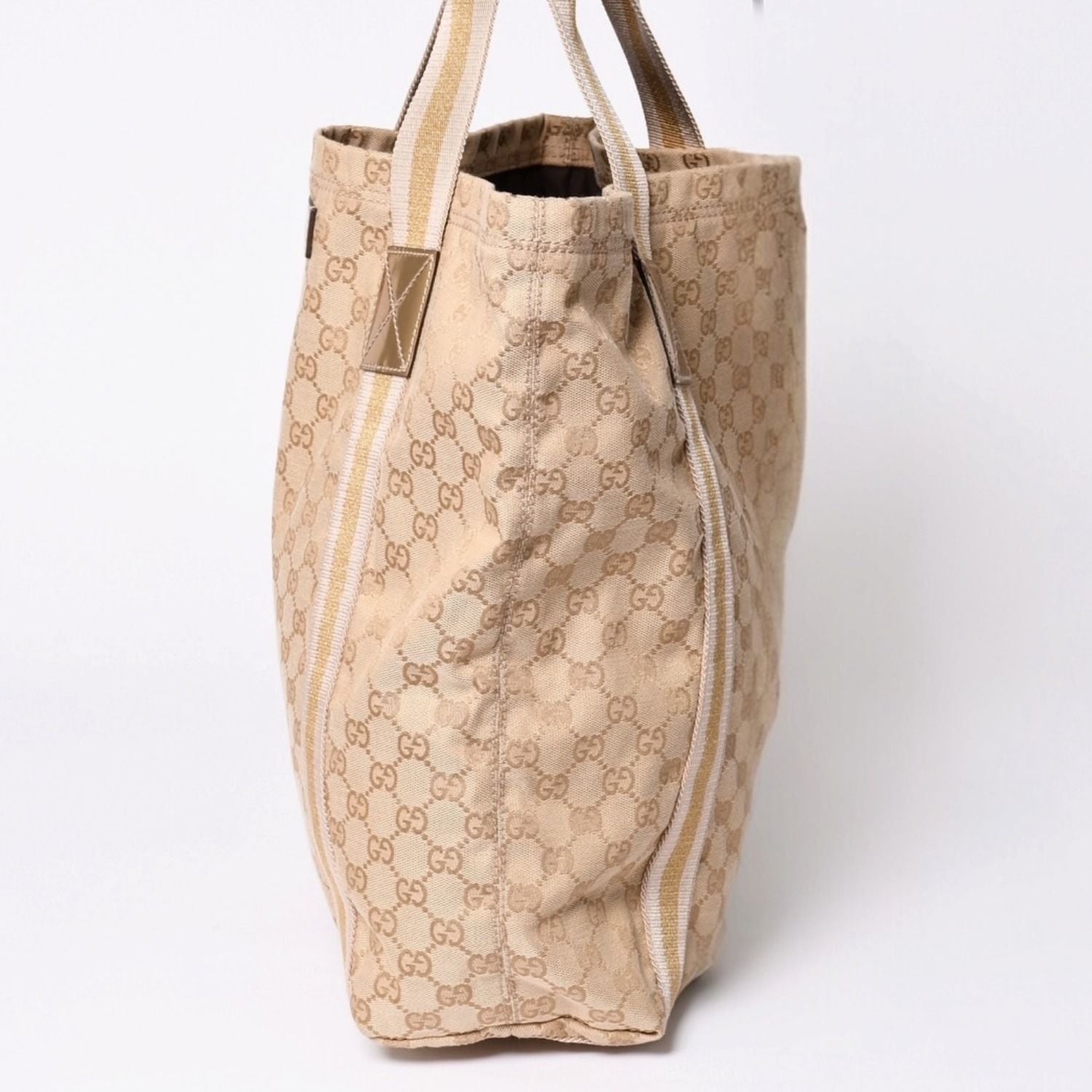 Gucci Tote Bag GG Canvas Beige Brown Gold — view 4