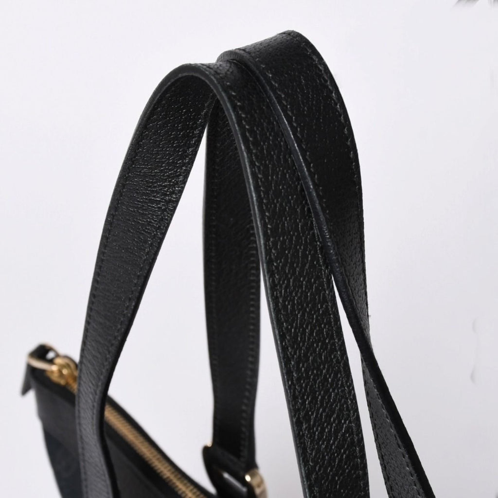 Gucci Abbey Line GG Canvas Tote Black Handbag D Ring Leather Gold — view 6