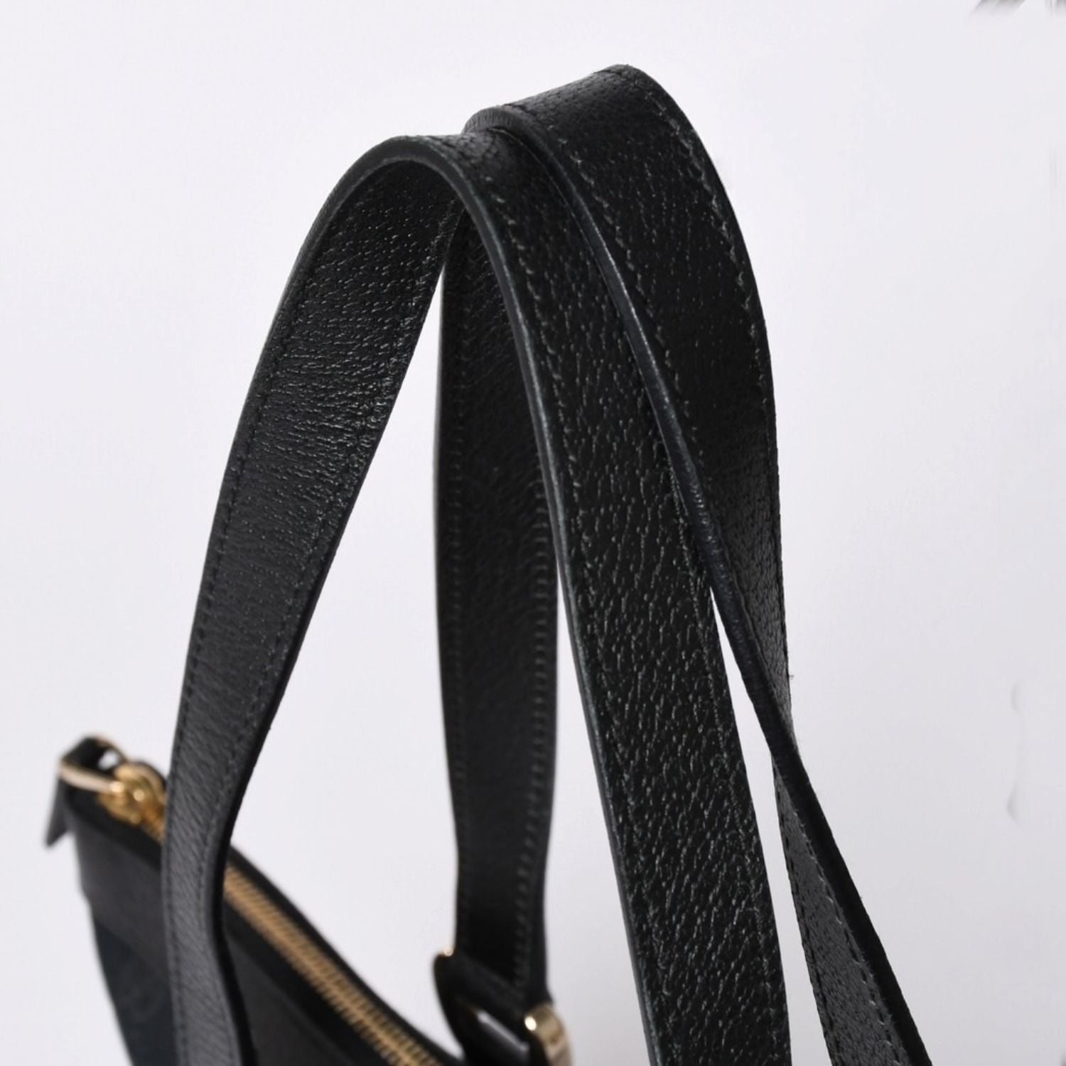 Gucci Abbey Line GG Canvas Tote Black Handbag D Ring Leather Gold — view 6