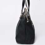 Gucci Abbey Line GG Canvas Tote Black Handbag D Ring Leather Gold — view 4