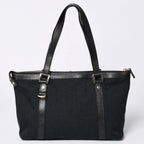 Gucci Abbey Line GG Canvas Tote Black Handbag D Ring Leather Gold — view 2