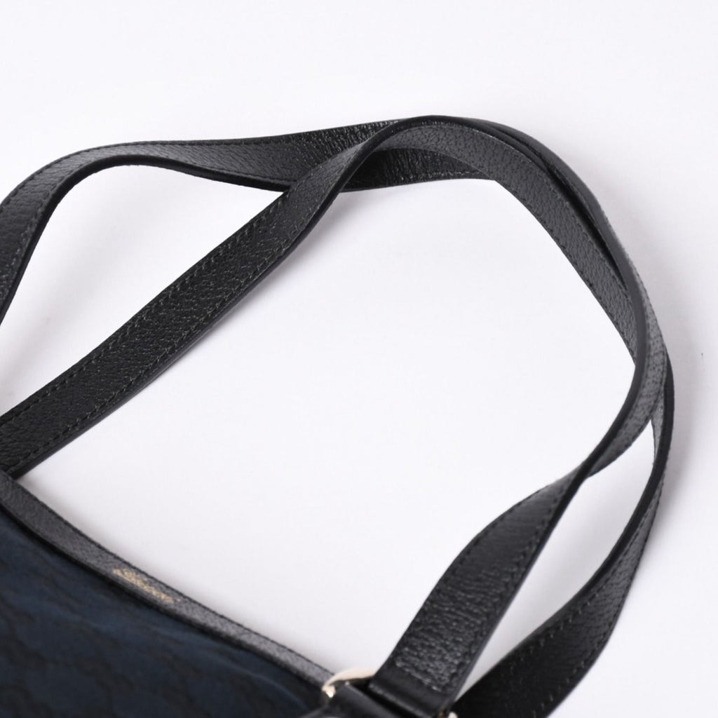 Gucci Abbey Line GG Canvas Tote Black Handbag D Ring Leather Gold — view 7