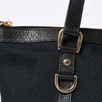 Gucci Abbey Line GG Canvas Tote Black Handbag D Ring Leather Gold — view 5