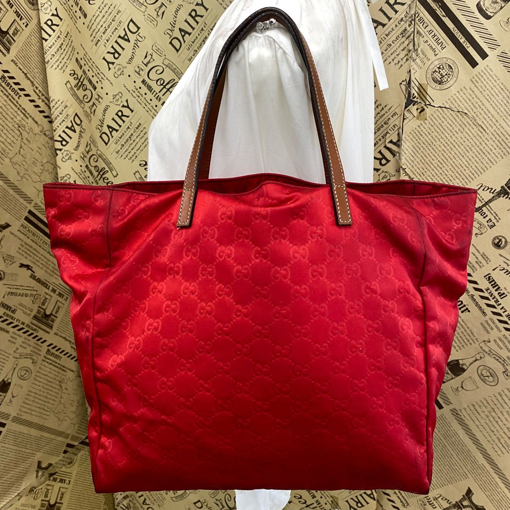 Gucci Hand Tote GG Nylon Business Travel Mothers Red — view 2