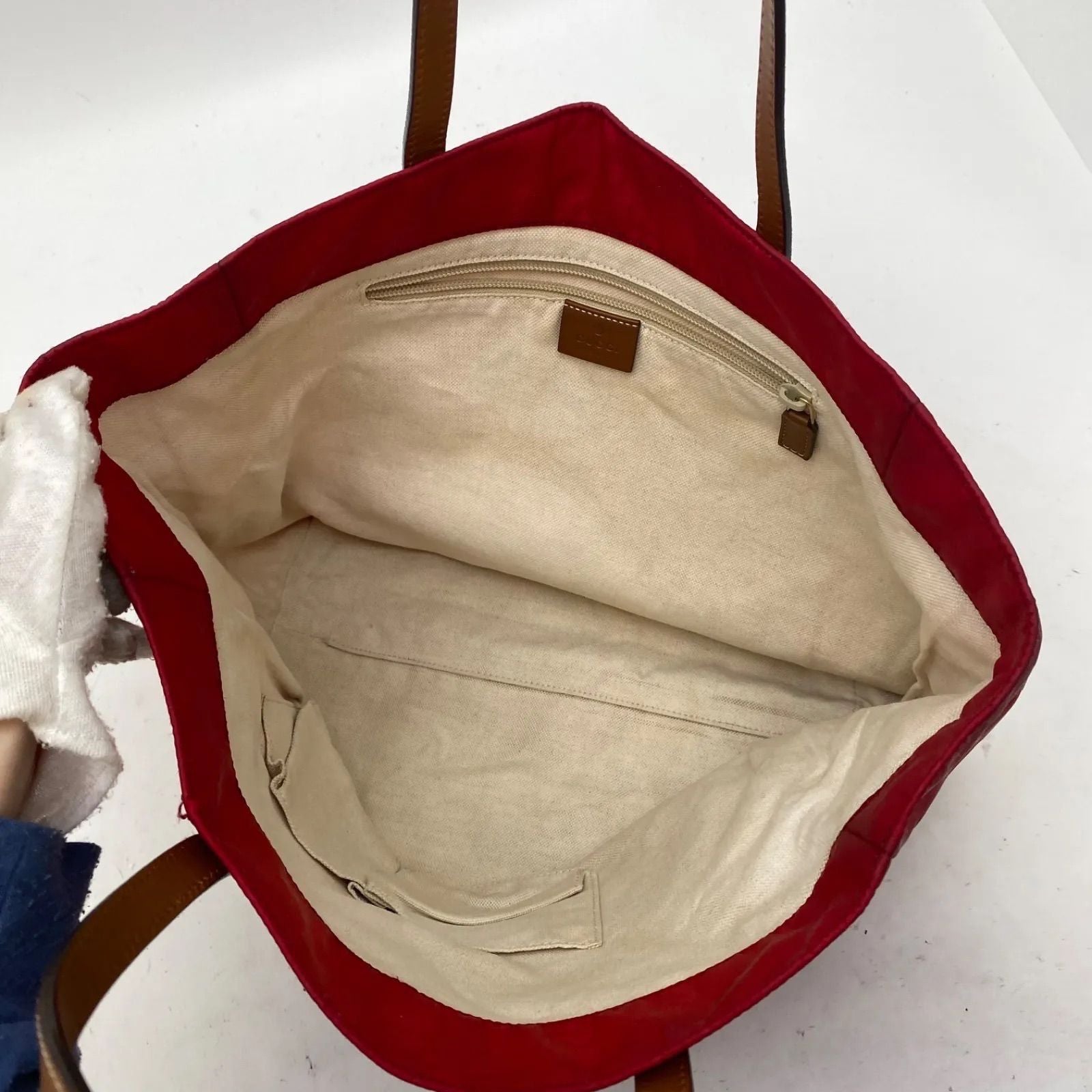 Gucci Hand Tote GG Nylon Business Travel Mothers Red — view 7