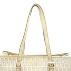 Fendi Zucchino Tote Leather Ivory — view 2