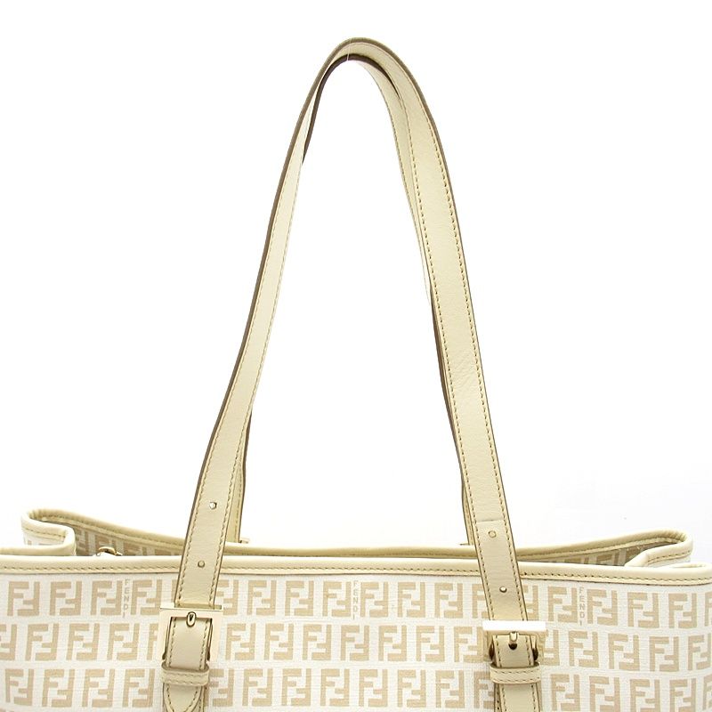 Fendi Zucchino Tote Leather Ivory — view 2