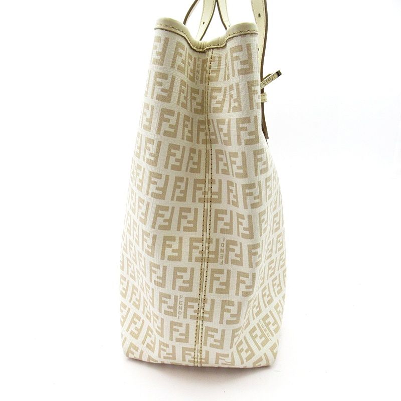 Fendi Zucchino Tote Leather Ivory — view 3