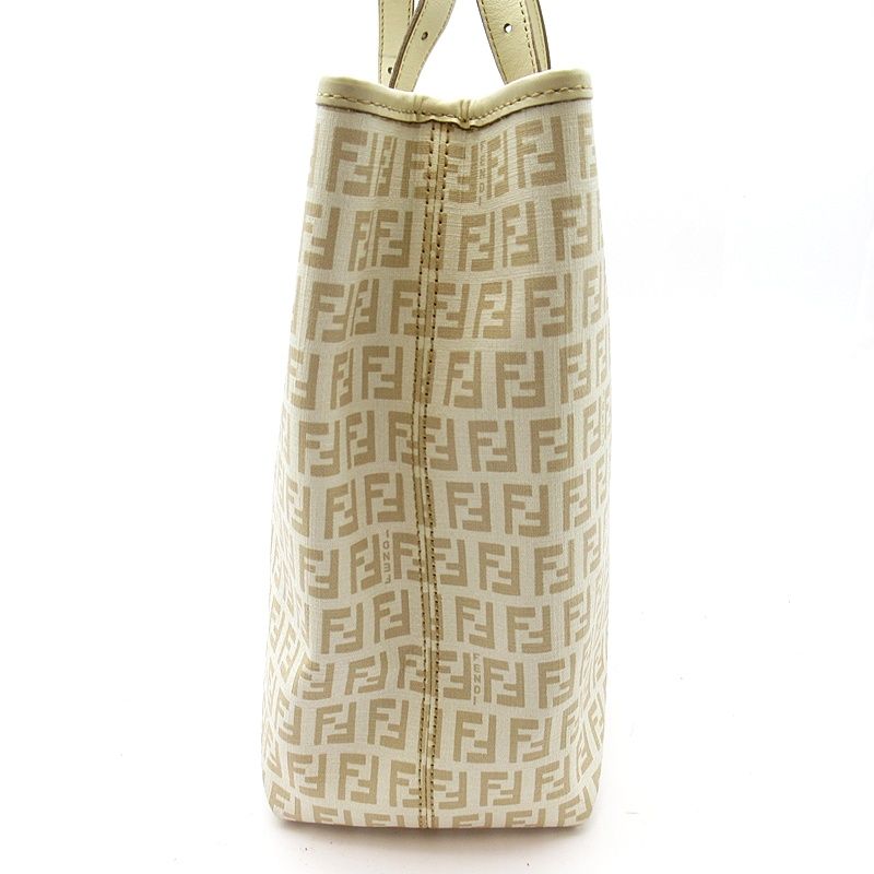 Fendi Zucchino Tote Leather Ivory — view 5