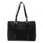 Fendi Zucchino Tote Canvas Leather Black