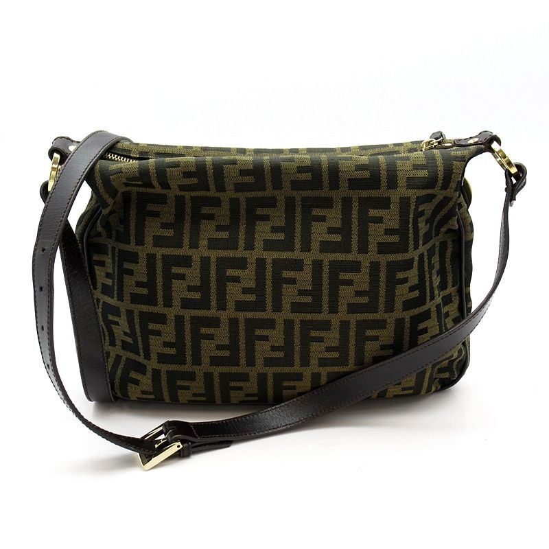 Fendi Zucca Shoulder Bag Canvas Leather Brown — view 4