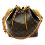 Louis Vuitton Petit Noe Monogram Shoulder Bag Brown