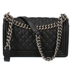 Chanel Chain Shoulder Bag Caviar Leather Black — view 3