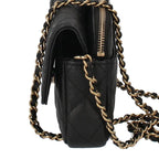 Chanel Flap Phone Case Chain Wallet Caviar Leather Shoulder Bag Black — view 2