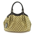 Gucci Ski Handbag GG Canvas Leather Brown