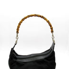 Gucci Bambu Handbag Nylon Leather Black — view 2