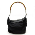 Gucci Bambu Handbag Nylon Leather Black