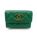 Chanel 19 Small Flap Wallet Lambskin Green