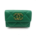 Chanel 19 Small Flap Wallet Lambskin Green