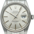 Rolex Datejust Watch Antique Box 18k White Gold SS Silver Polished