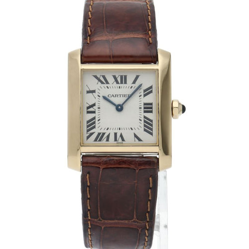 Cartier Tank Francaise MM Watch Box 18k Yellow Gold Leather White Polished — view 2