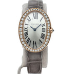 Cartier Venuire SM Watch Diamond Bezel Box 18k Pink Gold Leather Silver Finish — view 2