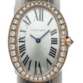 Cartier Venuire SM Watch Diamond Bezel Box 18k Pink Gold Leather Silver Finish