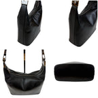 Gucci GG Logo Shoulder Bag Black Leather Silver — view 3