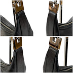 Gucci GG Logo Shoulder Bag Black Leather Silver — view 4