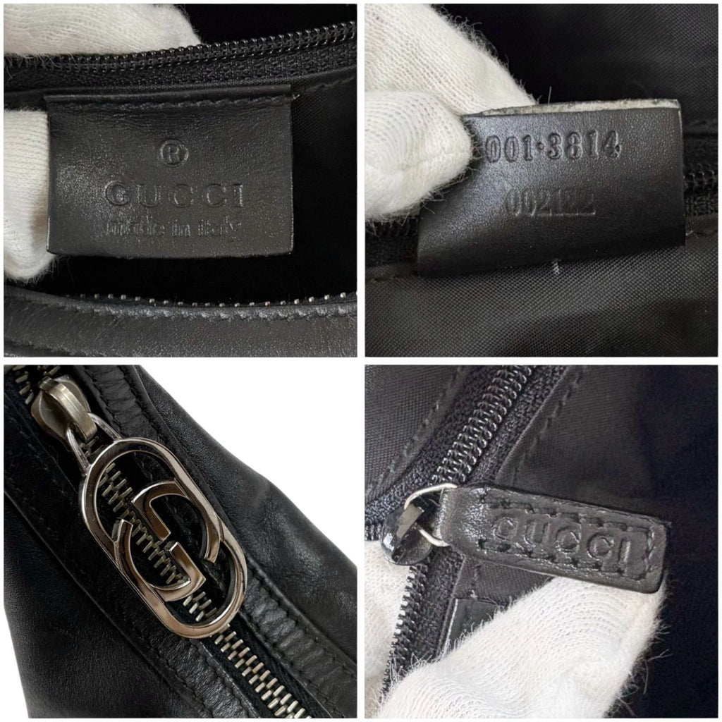 Gucci GG Logo Shoulder Bag Black Leather Silver — view 7
