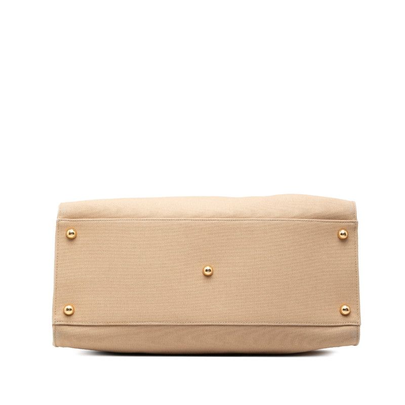 Fendi Sunshine Tote 2-Way Shoulder Bag Beige Brown Canvas Leather — view 3