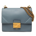 Fendi Canyu Small Chain Shoulder Bag Blue Leather