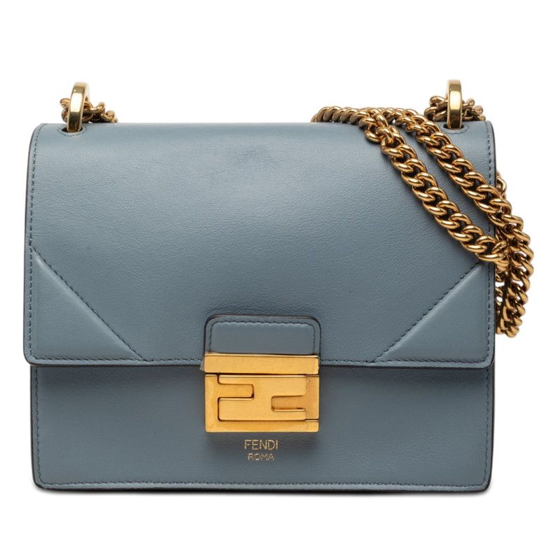 Fendi Canyu Small Chain Shoulder Bag Blue Leather