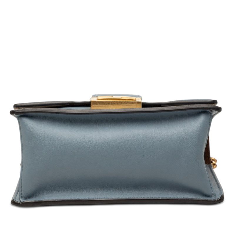 Fendi Canyu Small Chain Shoulder Bag Blue Leather — view 3