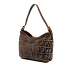 Fendi Zucca Mamma Bucket Shoulder Bag Brown Velour Leather — view 2