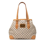Louis Vuitton Damier Azur Hampstead MM Tote Shoulder Bag Brown Leather