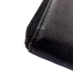 Prada Saffiano Zip Around Wallet Triangular Plate Black — view 8