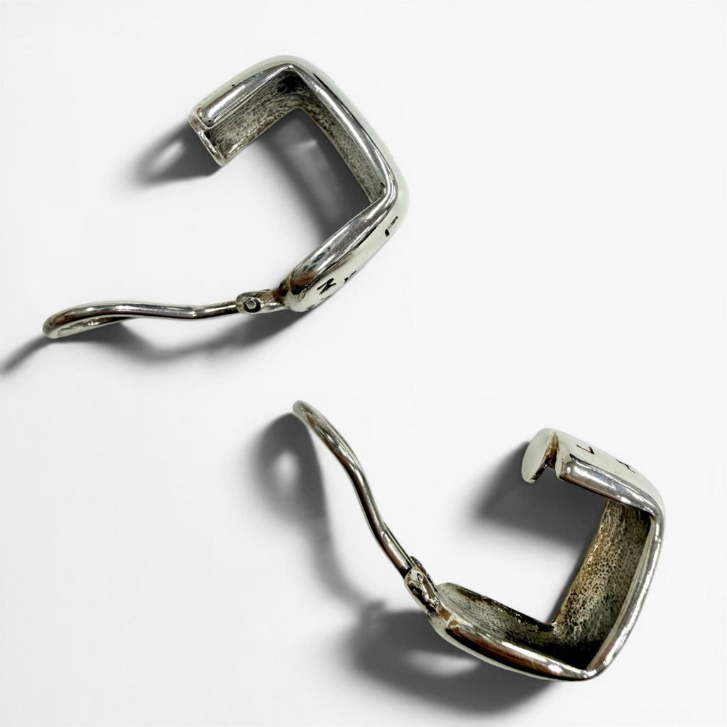 Chanel Vintage 925 Log Clip on Earrings Silver — view 5