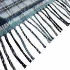 Hermes Echeque Au Roi Tartan Cashmere Ciel Blue Marine Celadon Logo Embroidery — view 8