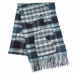 Hermes Echeque Au Roi Tartan Cashmere Ciel Blue Marine Celadon Logo Embroidery — view 4