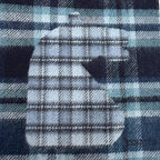 Hermes Echeque Au Roi Tartan Cashmere Ciel Blue Marine Celadon Logo Embroidery — view 7
